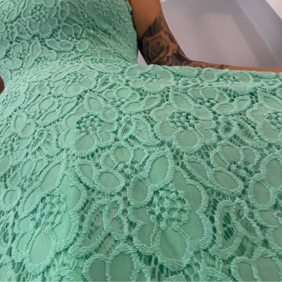 City Studio Mint Green Lace Fit & Flare Dress | Size 9 (Fits M) - Picture 9 of 16